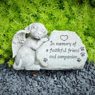 China Europe Statue Sleep Dog Forever To Our Hearts Pursue Memorial Stone Figurine Pet Resin Character Figurine for sale