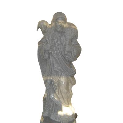 China American Sanded Sculptrue Carving The Good Shepherd Granite Stone Statue for sale