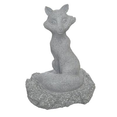 China Modern Hand Granite Stone Carving Cute Little Fox Garden Decoration Animal Statue for sale