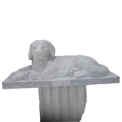 China China Traditional Gray Granite Stone Dog Statue With Working Hand Carving For Outdoor for sale