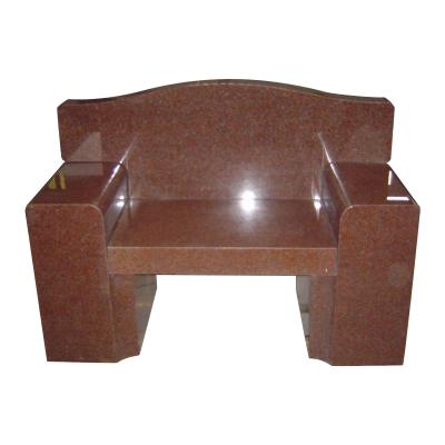 China Modern Granite Stone Exit Door Red Gunderson Bench For Garden Cemetery for sale