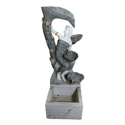 China Modern modern style decorate color marble stone statue hand sculpture girl with water fountain for sale