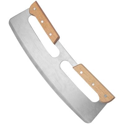 China Double Handle Stainless Steel Pizza Cutter Disposable Pie Pizza Cutter Promotional Cookie Cutter Wooden Pizza Cutter for sale