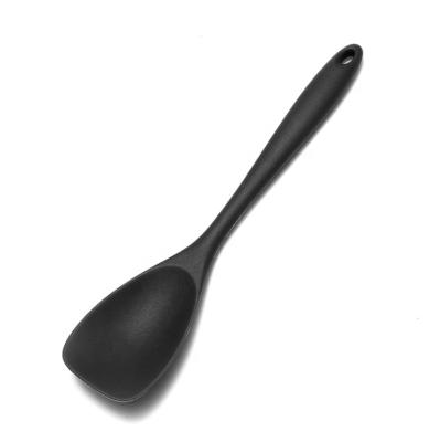 China Salad Spoon Viable Nonstick Heat Resistant Black Single Silicon Cooking Tool Kit Kitchen Tableware Silicone Kitchen Tools for sale