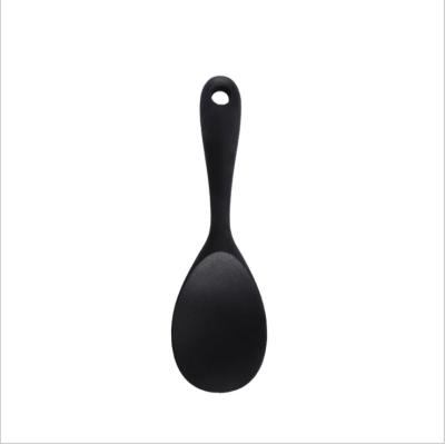 China Viable Non-Stick Heat Resistant Black Simple Silicone Rice Spoon Kichen Accessories Kitchen Tools for sale