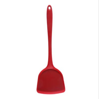 China Viable Non- Heat Resistant Stick Silicone Turner Spatula Silicone Notched Single Red Turner for sale