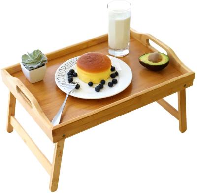 China Sustainable Bamboo Arabic Foldable Legs Design Large Serving Tray Home Decorative Serving Tray With Stand for sale