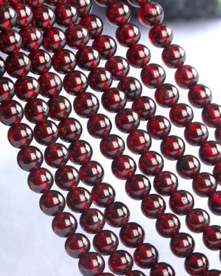 China High Quality Unique Natural Garnet Beads Round Wine Red Stone Bracelet 3-8mm DIY Natural Stones For Jewelry Making for sale