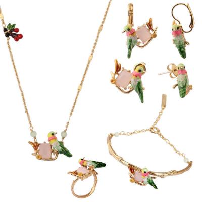 China Fashion Enamel CLASSIC Animal Gold Plated Rings Rings Necklace Diamond Bracelet Jewelry Set for sale