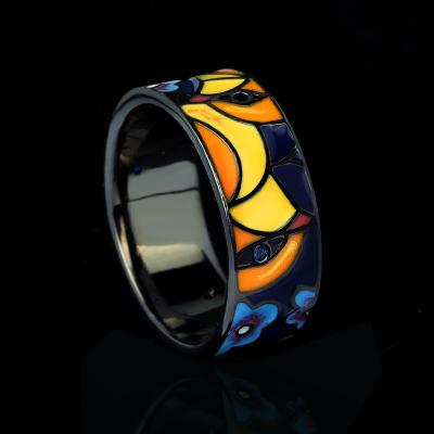 China New and Unique Design CLASSIC Real Gold Plated Rings Oil Drip Eye Picture Rings Jewelry for sale