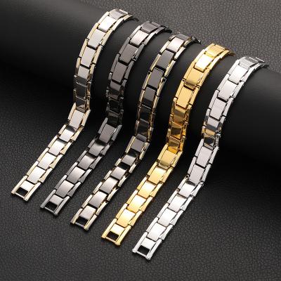 China Health punk magnetic titanium steel black gallstone bracelet fashion fitness stainless steel medical bracelet for men for sale