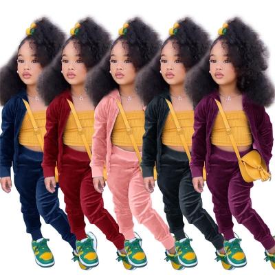 China Windproof Ms-40 Kids Winter Clothes New Arrivals 2023 Baby Boys Girls Clothing Sets Zipper Velvet Hoodie Children Kids Tracksuits Sets for sale