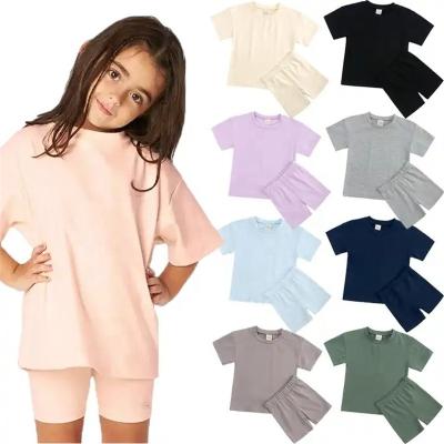 China Casual Ms-57 Girls Boys Clothing Sets Summer Clothes Children Outfits T Shirt + Shorts Two Piece Set for Kids Baby for sale