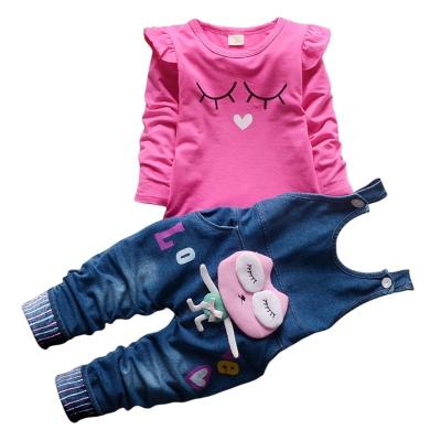 China Windproof Ms-58 Children Fall Clothes Winter Kids Wear Wholesale Baby Girl Set Cartoon Long Sleeve Tshirt + Jeans Two Piece Sets for Girls for sale