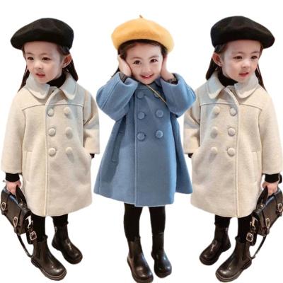 China Anti-wrinkle Ms-64 Girls Woolen Coats Outwears Buttons Autumn Winter Overcoat Trench Jacket Coat 2-6Yrs Children Clothes For Kids Girls for sale