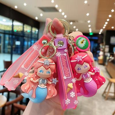 China Fashion Epoxy Girlfriends Key Chain Cute Mermaid Cute Cartoon Gift Ornament Wholesale Accessories Beautiful Unisex Bag Pendant for sale