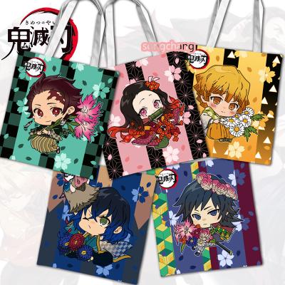 China Anime Product Demon Slayer Blade Tanjirou Nidou Character Student Tote Bag Cotton Canvas Custom Copy for sale