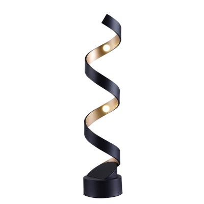 China Modern Modern Decoration Spiral Desk Lamp Recess Side Black Gold LED Table Lamp for sale