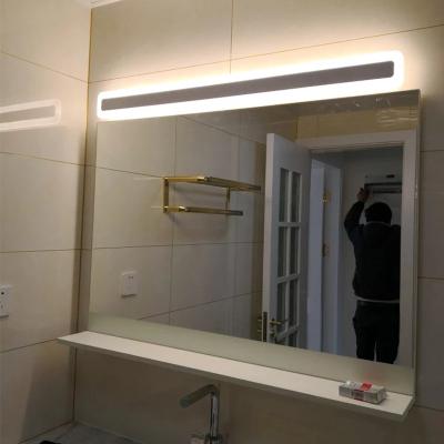 China Bright Hotel Bathroom Wall Mount Big Backlit Smart Make Up Mirror With Led Light for sale