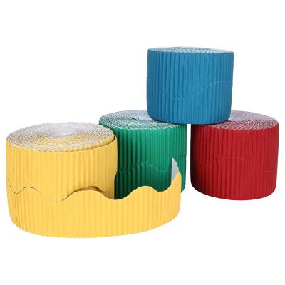 China Durable Creative Scalloped Corrugated Paper Assorted Colors Corrugated Cardboard Border Roll For Diy Decoration for sale