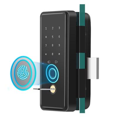 China Smart Glass Smart Door Lock Locks Phone Glass Biometric Remote Control App Code Card Lock IC Fingerprint Electric Door Lock For Office for sale