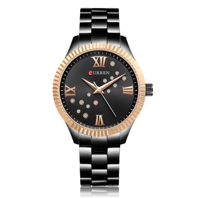 China CURREN 9009 Classic Top Brand Stainless Steel Water Resistant Ladies Luxury Quartz Watches For Women With Rhinestone for sale