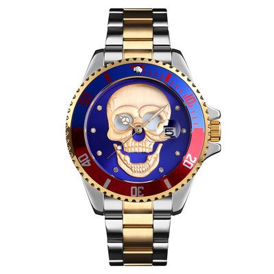 China Skmei 9195 Automatic Date Quartz Watch Men Creative Stylish Skeleton Watches Stainless Steel Male Clock Waterproof Wristwatch for sale