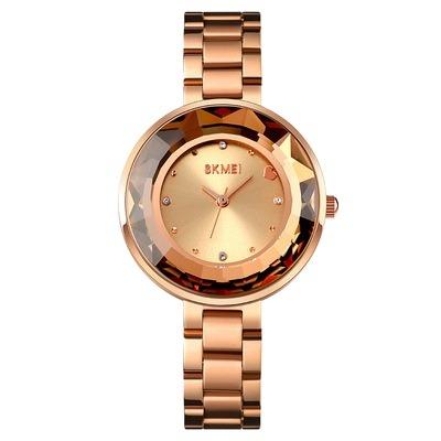 China Women Skmei 1707 Fashion Women Quartz Wristwatch Leather Stainless Steel Band 3D Floral Mirror Case Luxury Watches for sale