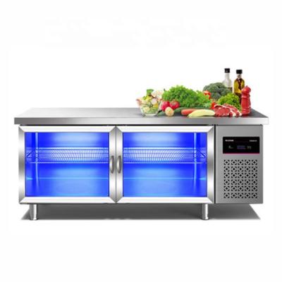 China Hotel Kitchen Kitchen Restaurant Commercial Glass Door Undercounter Fridge Refrigerator Freezer for sale