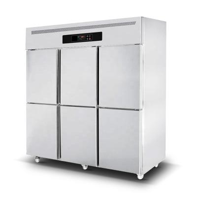 China Double-temperature 6 doors static cooling commercial refrigerator with freezer and refrigerator for sale