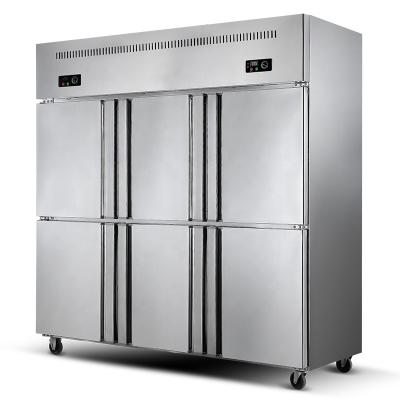 China Large Capacity 6 Double-temperature Commercial Refrigeration Equipment Doors Kitchen Upright Freezers Refrigerator for sale