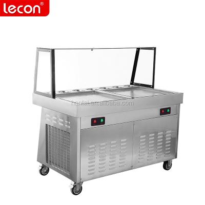 China Commercial Catering Lecon Double Square Flat Pan Thailand Fried Ice Cream Machine for sale