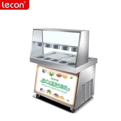 China Commercial Catering Double Pan Frozen Yogurt Roll Fry Ice Cream Machine for sale