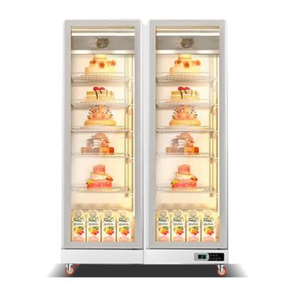 China Vertical Bakery Display Store Vertical Double Glass Door Display Refrigerator For Cake for sale