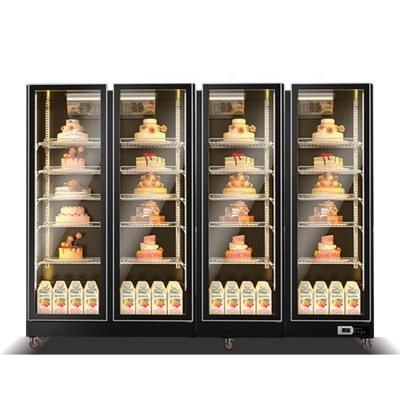 China Large Capacity Four Vertical Commercial Glass Doors Display Cake Display Showcase Cooler Refrigerator for sale