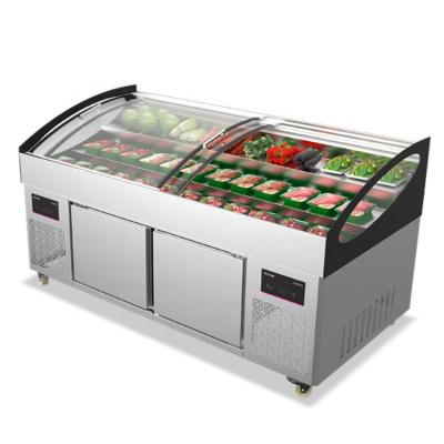 China Single-temperature supermarket layer style fresh meat seafood counter display refrigerator for sale