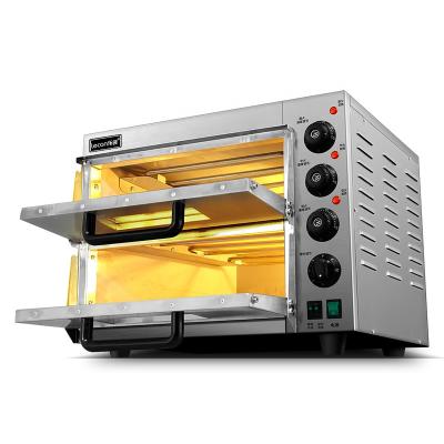 China Temperature Control Stone Base Two Platform Double Layer Independent Commercial Electric Pizza Oven For Sale for sale