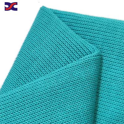 China New Fashion Stretch Polyester Spandex 2x2 Rib Knit Fabric Pure Plain Dyed Heavy French Rib Fabric Good For Sweater Garment for sale