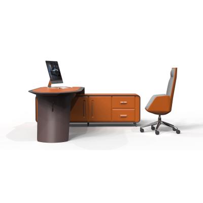 China MDF Extendable Modern Paint Boss Director's Desk Executive Wooden Desk L Shaped Table for Office Furniture for sale