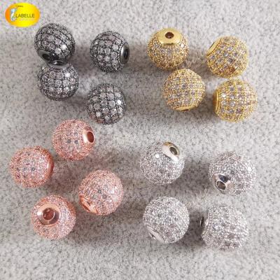 China Jewelry Findings CZ Micro Pave Spacer Beads Wholesale Micro Pave Spacer Beads 6 8 10mm Round Ball CZ Beads Wholesale CZ Pave Ball Beads for sale