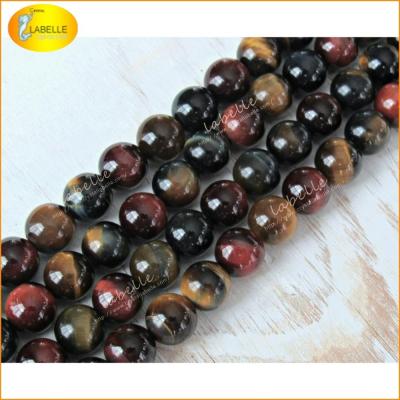 China 100% Natural Color Tiger Eye Beads Round Loose Three Color Multicolor Gemstone Natural Tiger Eye Beads Beads Wholesale Price for sale