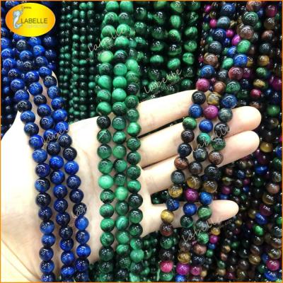 China 100% Natural Color Green Tiger Eye Beads Strand Natural Gemstone Beads for sale