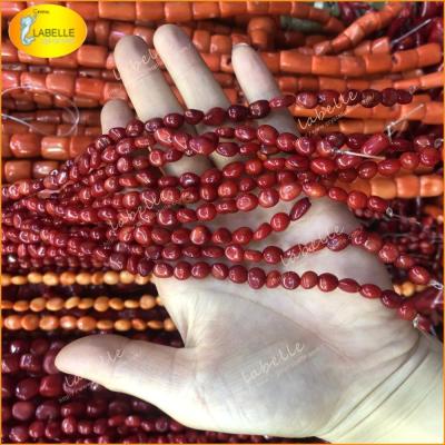 China 100% Natural Color Gemstone Irregular Coral Nugget Beads Red Coral Bead for sale