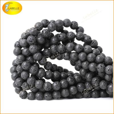 China As per photo black Lava Gemstone Loose Beads Round 8mm Crystal Energy Stone for sale