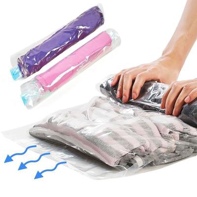 China Sustainable 12 Pack Hand Rolling Travel Compression Sack Kit Bags For Clothing Space Saver Vacuum Storage Tote Bags For Traveling for sale