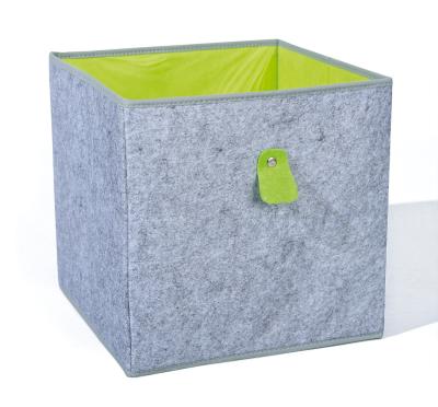 China Sustainable Foldable Handmade Felt Fabric Storage Box Cubes Collapsible Container Storage Basket Bins for sale