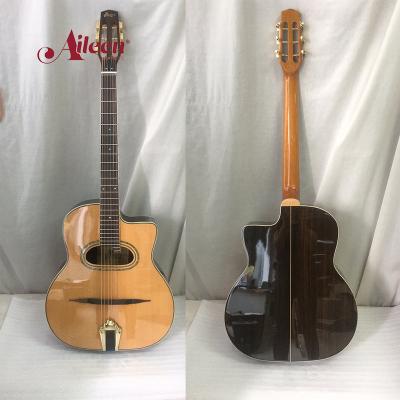 China Gypsy Guitar D Hole or Oval Hole Cedar Top Gypsy Jazz Guitar Solid Handmade (AGJ60) for sale