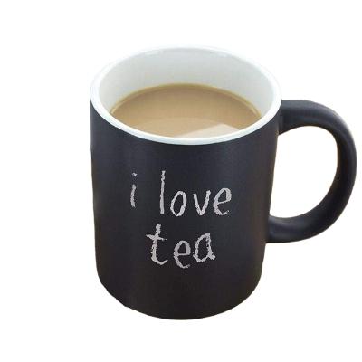 China 11 oz Ceramic Chalk Mug Viable Stoneware Blackboard Mug You Can Write On for sale