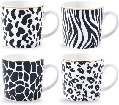 China Viable Animal Pattern 13oz Ceramic Tea Cup Stoneware Coffee Mug Set for sale