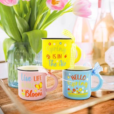 China Sustainable 8oz Custom Mugs With Decal Print Promotional Sandstone Coffee Mugs Ceramic Mugs From Mug Supplier for sale